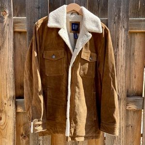 GAP Suede Leather Long Trucker Rancher Jacket Coat